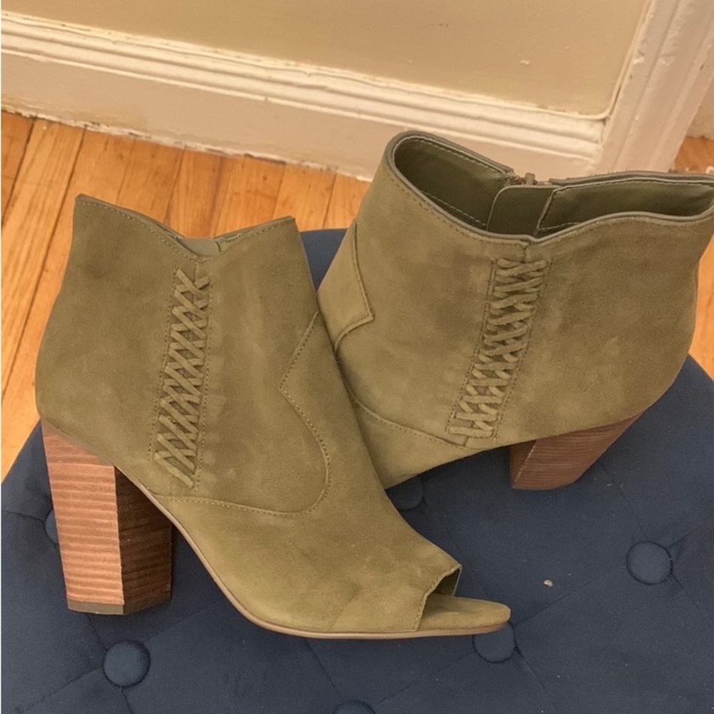 NINE WEST NEW Suede Open Toe Booties